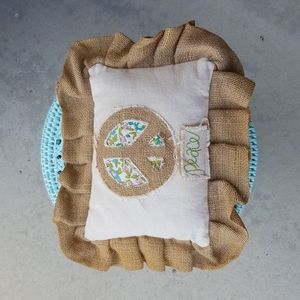 TRISHA MAGGARD DESIGNS for Daughters of Hope burlap PEACE pillow GLORY HAUS